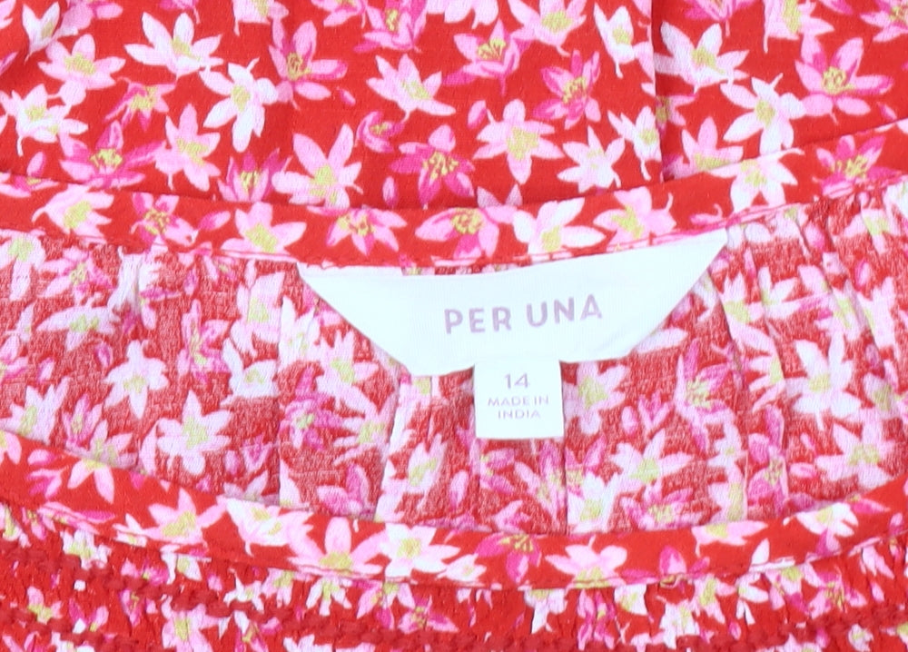 Per Una Women's Red Floral Blouse Size 14
