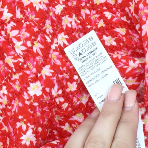 Per Una Women's Red Floral Blouse Size 14