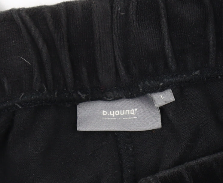 b.young Black Unisex Relaxed Velvet Trousers L
