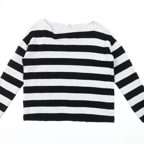 Zara Women's Black Striped Pullover Jumper Size 12