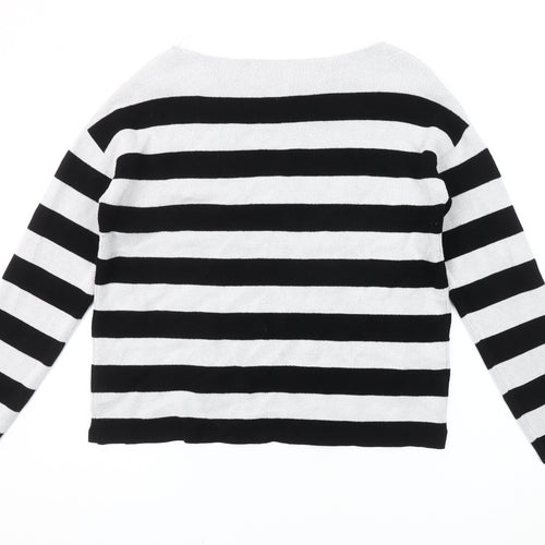 Zara Women's Black Striped Pullover Jumper Size 12