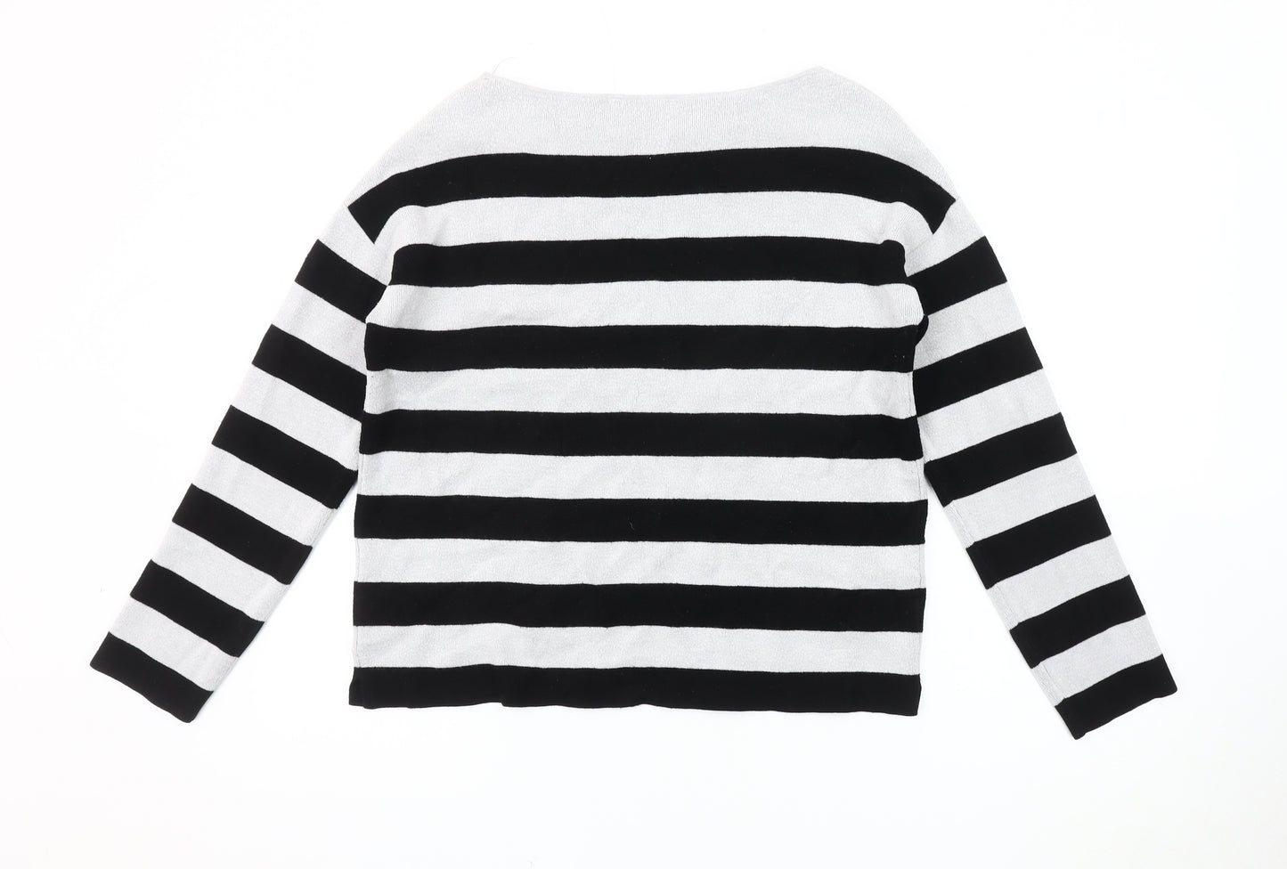 Zara Women's Black Striped Pullover Jumper Size 12