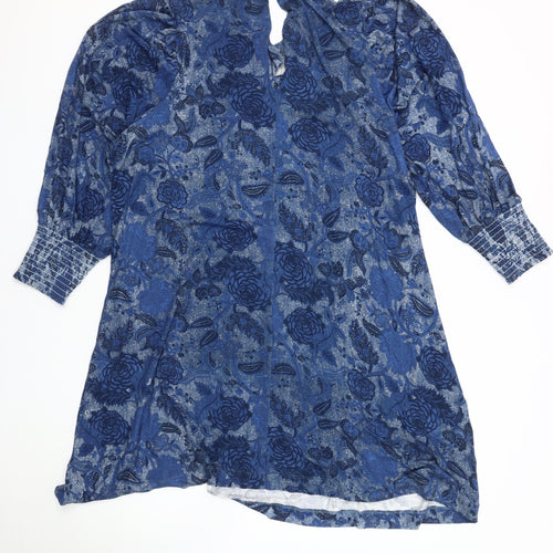 Next Women Blue Floral Dress, Size 16 Regular Fit