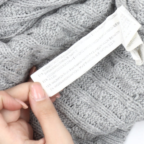 Zara Women's Grey V-Neck Cable-Knit Cardigan