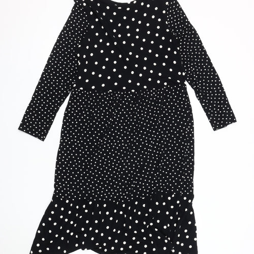 Marks and Spencer Women's Black Polka Dot Dress Size 12