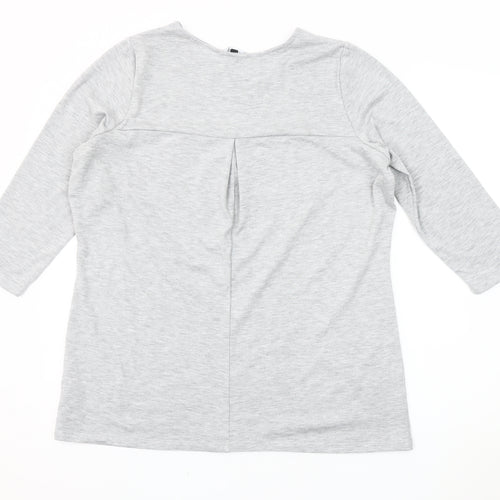 Bonmarché Women's Grey Heart Sequin T-Shirt Size 12