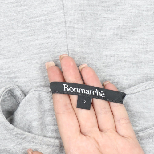 Bonmarché Women's Grey Heart Sequin T-Shirt Size 12