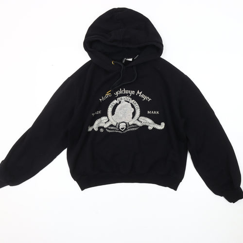 H&M Unisex Black Pullover Hoodie, Size 12