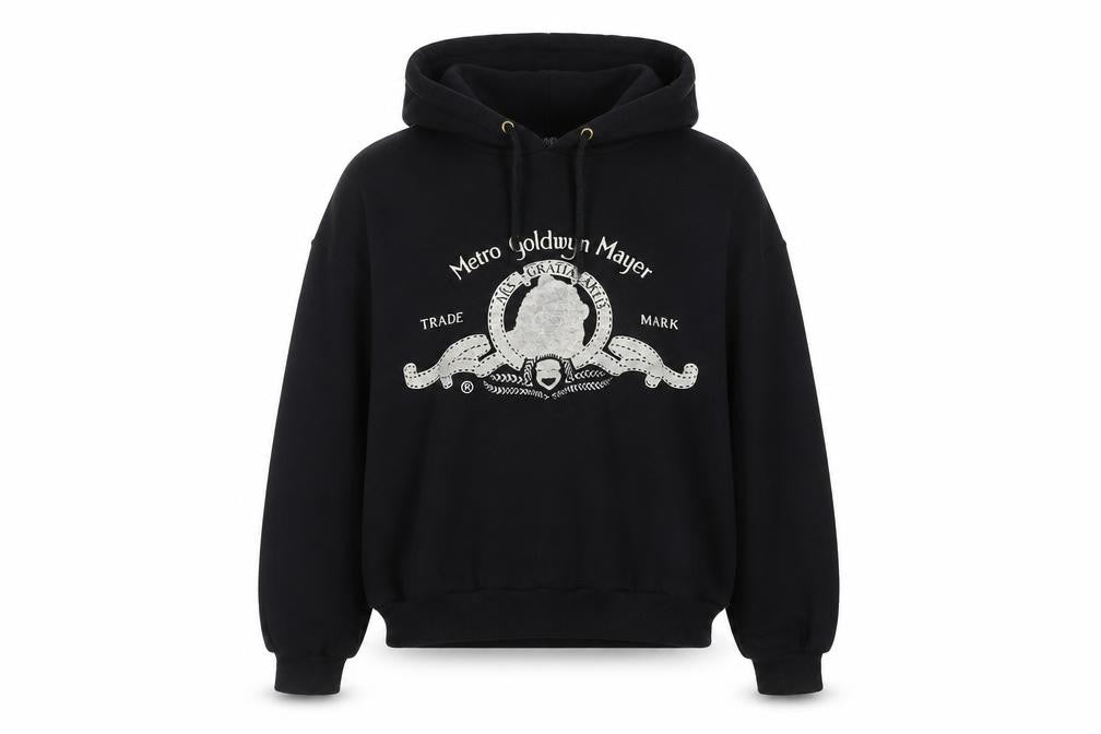 Front view of H&M unisex black pullover hoodie, size 12