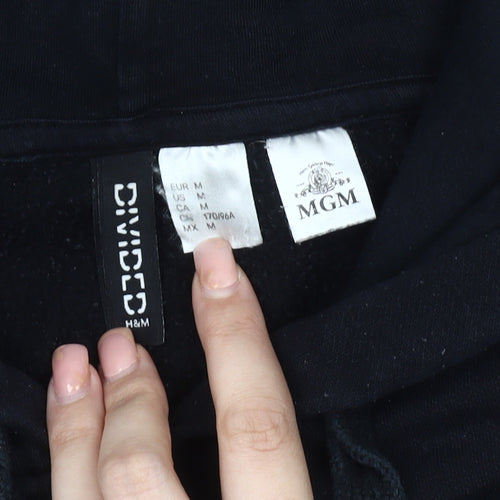 H&M Unisex Black Pullover Hoodie, Size 12