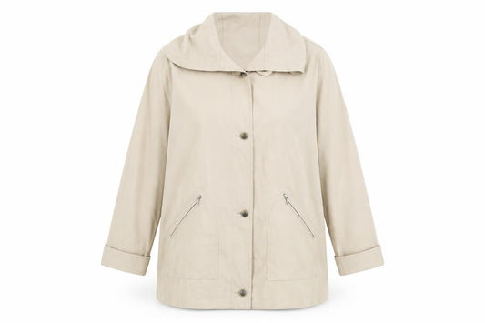 Front view of DANNA Women's Beige Mid-Length Jacket, size 16