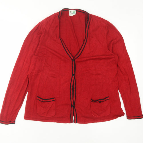 Eastex Women's Red Cardigan Size 12 V-Neck Knit