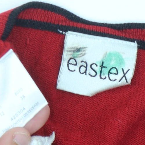 Eastex Women's Red Cardigan Size 12 V-Neck Knit