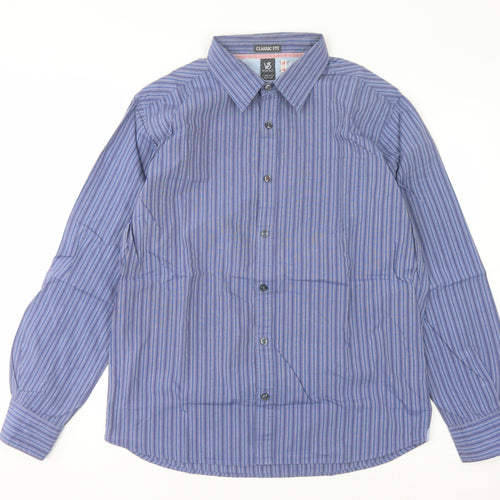 White Stuff Men's Blue Striped Classic Fit Shirt M