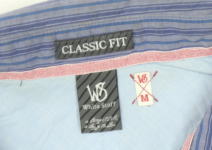 White Stuff Men's Blue Striped Classic Fit Shirt M