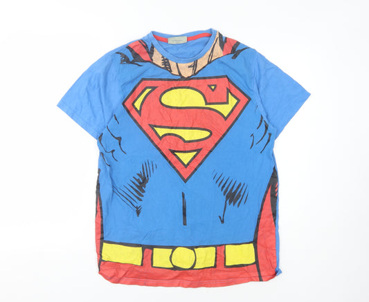 Front view of DC Comics Originals Men's Blue Superman L T-Shirt