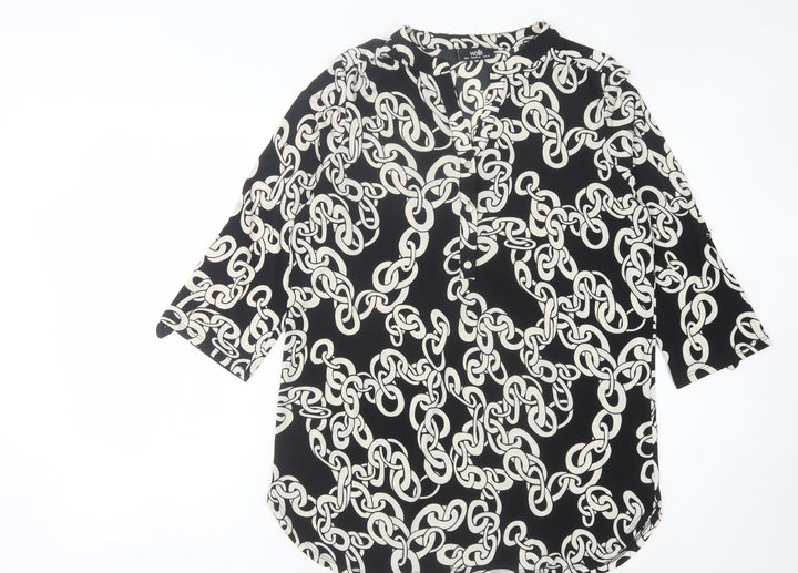 Wallis Women's Black Geometric Blouse M Casual