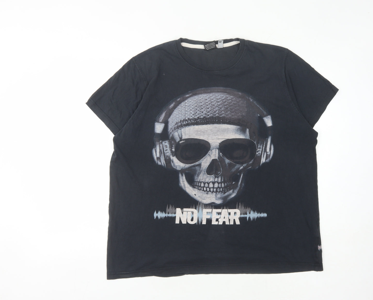 No Fear Men's Black XL Skull Music T-Shirt