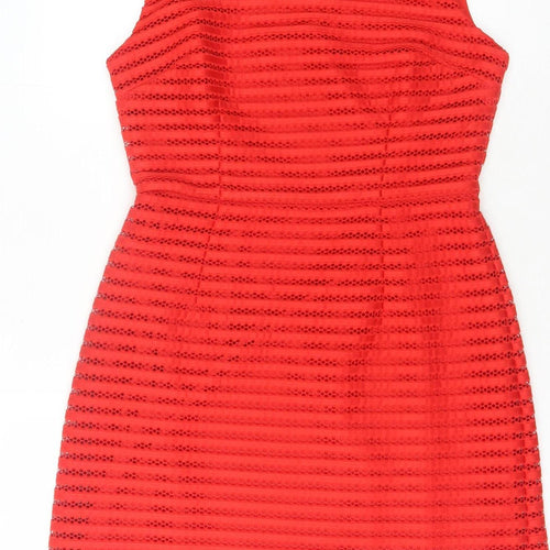 Oasis Women's Red Sleeveless High Neck Dress