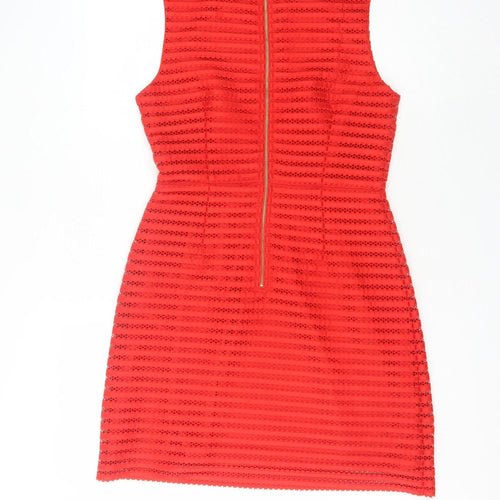 Oasis Women's Red Sleeveless High Neck Dress