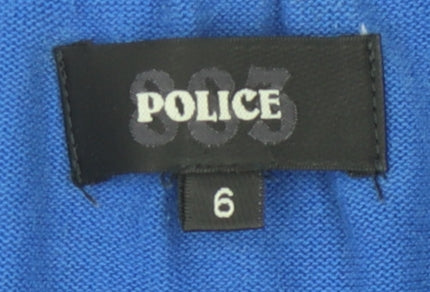 Police Men's Blue Henley Jumper 6XL with Logo Accent