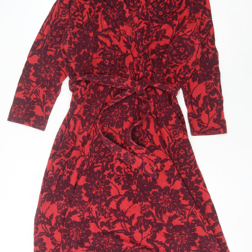 Lands' End Women's Red Floral Dress Size L