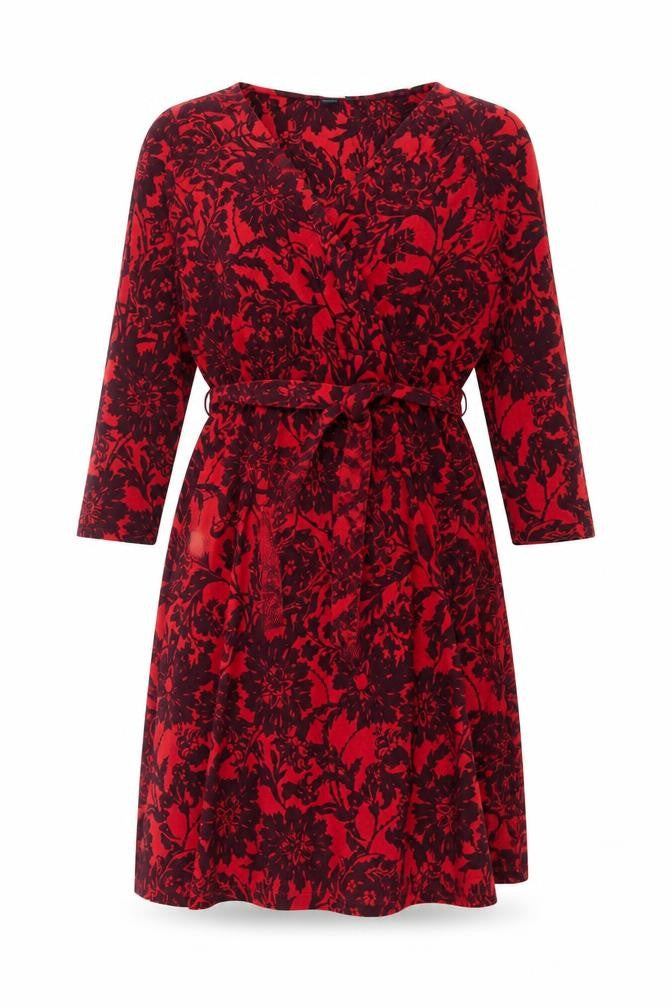 Front view of Lands' End Women's Red Floral Dress, size L