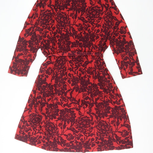 Lands' End Women's Red Floral Dress Size L