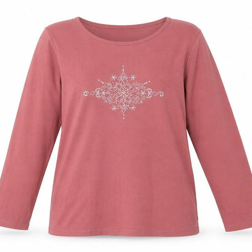 BHS Women's Pink Embroidered 3/4 Sleeve T-Shirt Size 14
