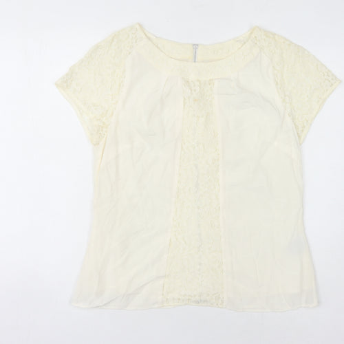 Boden Women's Ivory Lace Blouse Size 14 Short Sleeve
