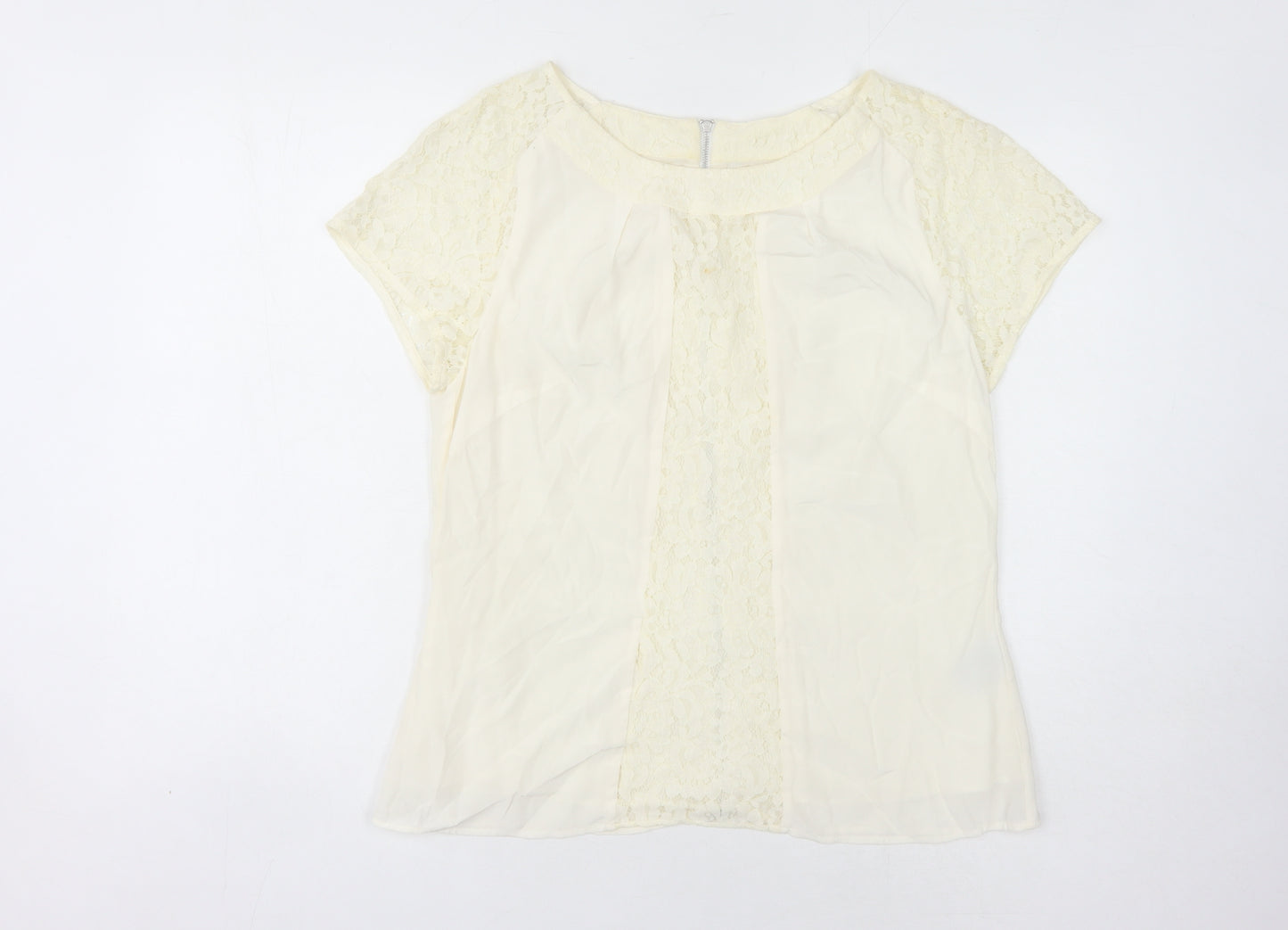 Boden Women's Ivory Lace Blouse Size 14 Short Sleeve