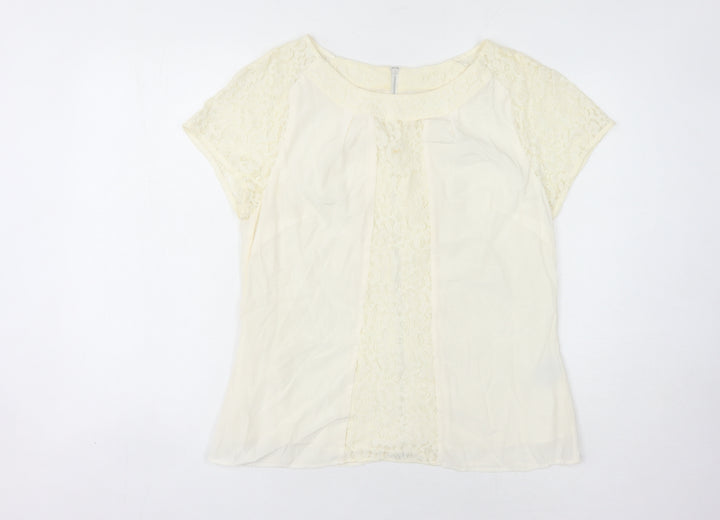 Boden Women's Ivory Lace Blouse Size 14 Short Sleeve