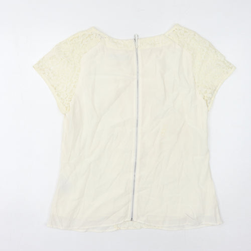 Boden Women's Ivory Lace Blouse Size 14 Short Sleeve