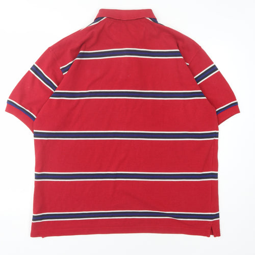 Reebok Men's Red Striped Polo Shirt - Size M