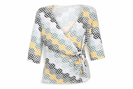 Front view of Principles Women's Multicoloured Wrap Blouse, size 14