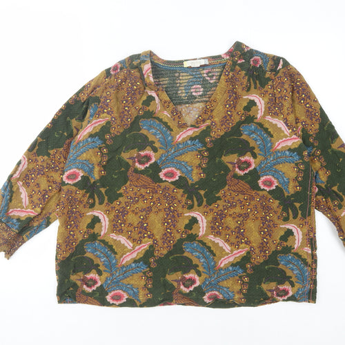 White Stuff Women's Multicoloured Floral Blouse, UK 14, Linen