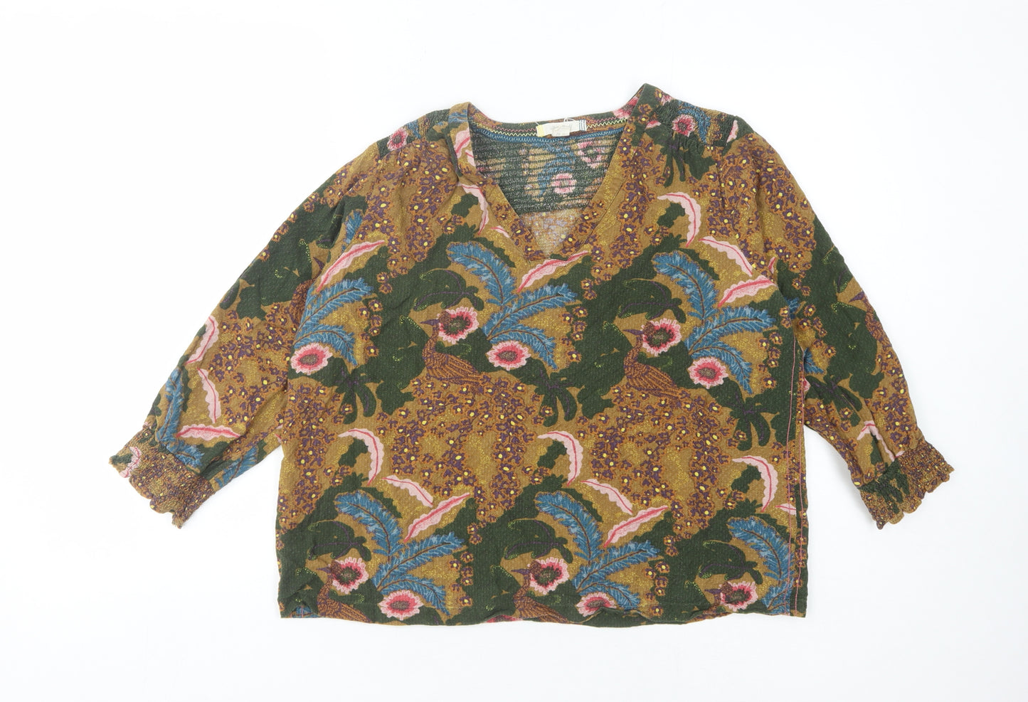 White Stuff Women's Multicoloured Floral Blouse, UK 14, Linen