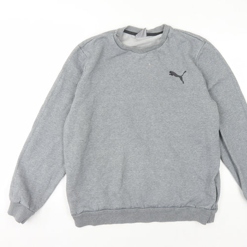 Puma Men's Grey Pullover Sweatshirt L, Logo Accent, Fleece Comfort
