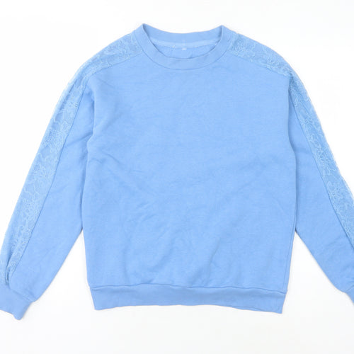 Marks and Spencer Women's Blue Lace Sweatshirt, Size 8