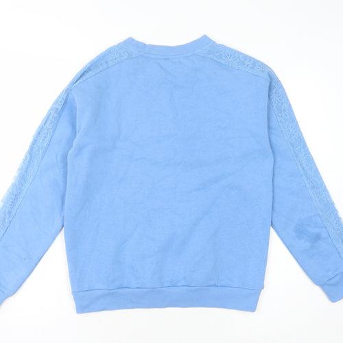 Marks and Spencer Women's Blue Lace Sweatshirt, Size 8