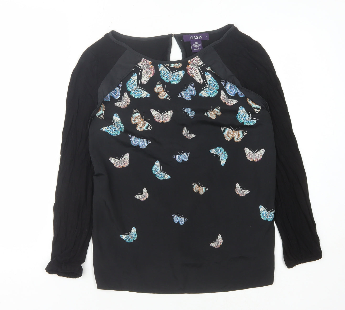Oasis Women's Black Butterfly Blouse, Size S