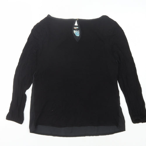 Oasis Women's Black Butterfly Blouse, Size S