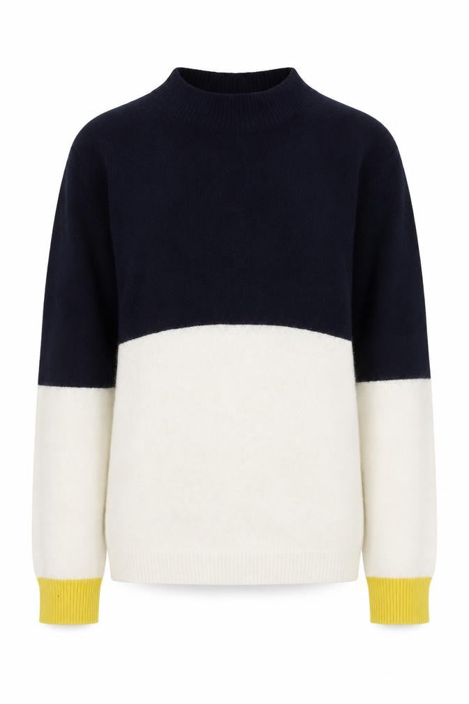Front view of Jigsaw girls’ colourblock wool blend jumper 12-13 years