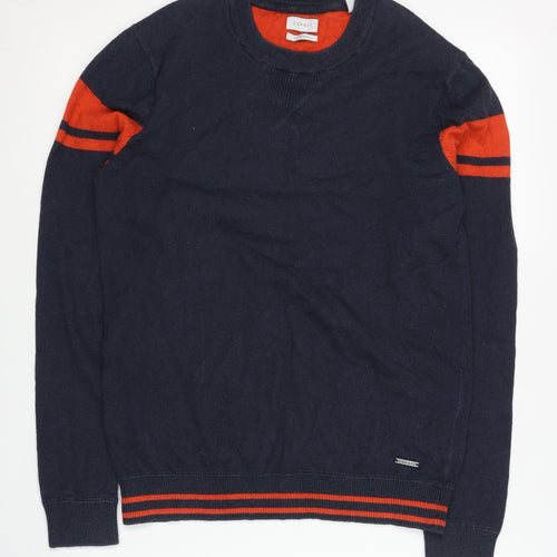 Esprit Men's Blue Pullover Jumper, Size S, Casual Striped