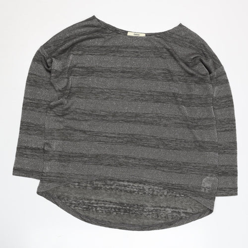 Oasis Women's Grey Striped Pullover Jumper S