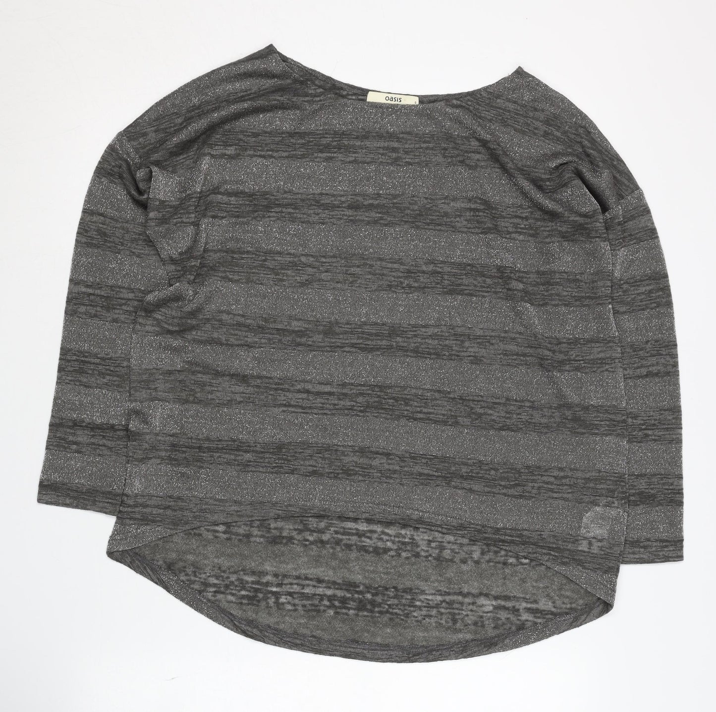Oasis Women's Grey Striped Pullover Jumper S