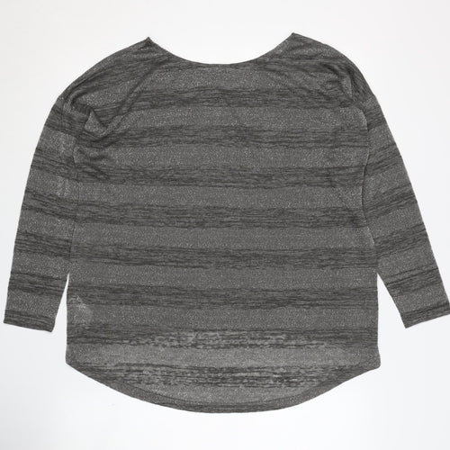 Oasis Women's Grey Striped Pullover Jumper S
