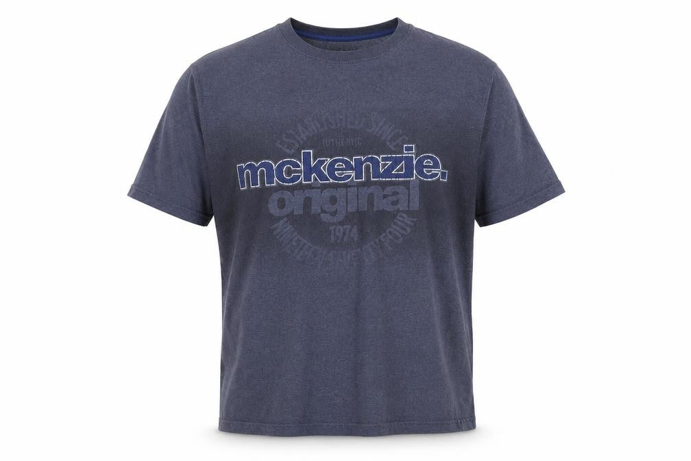 Front view of Men's McKenzie Blue Graphic Print T-Shirt M