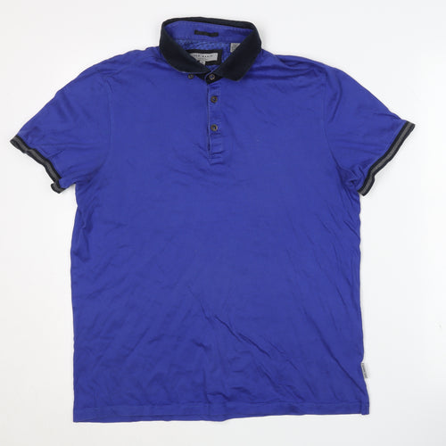 Ted Baker Men's Medium Blue Polo Shirt, Button-Down Collar
