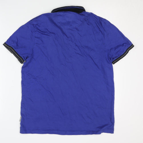 Ted Baker Men's Medium Blue Polo Shirt, Button-Down Collar